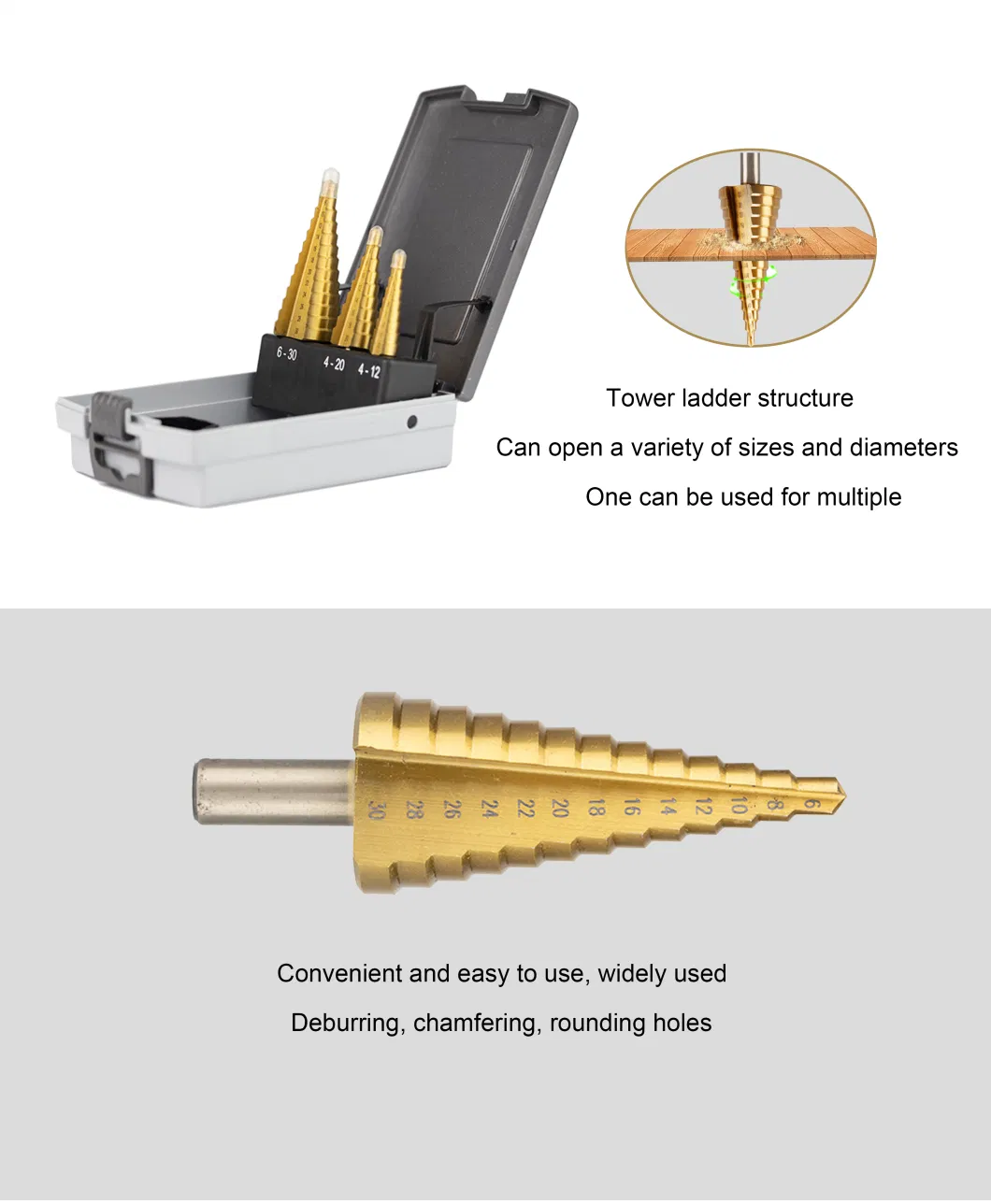 Tin-Coated Coated HSS Hex Shank Step Drill Bit