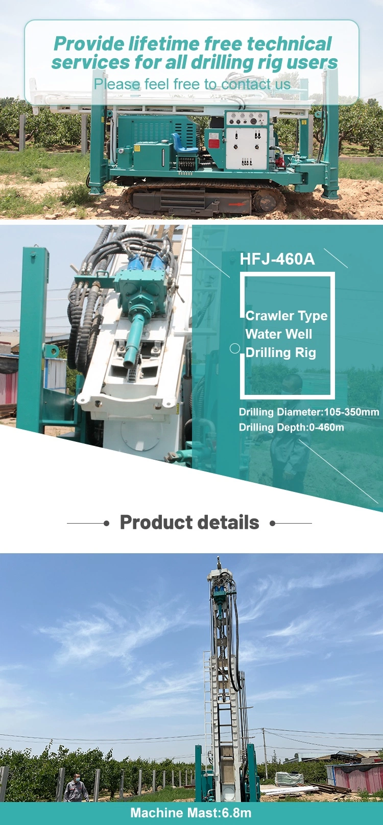 200m/300m/400m/600m Mobile Crawler Equipment Hydraulic Portable Borehole Water Drilling Machine Deep Water Well Drilling Rig